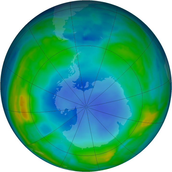 Antarctic ozone map for 10 July 2013